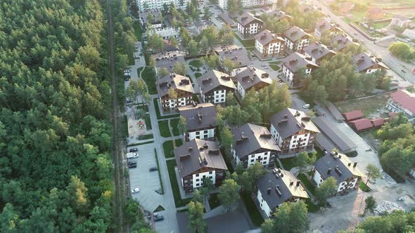 Aerial View of a Residential Area in the Forest