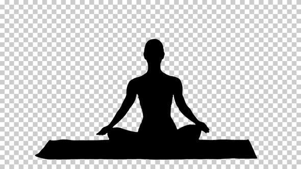 Silhouette woman in Lotus pose, Alpha Channel