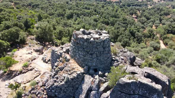 Aerial photography of a Nuraghe in a nature reserve