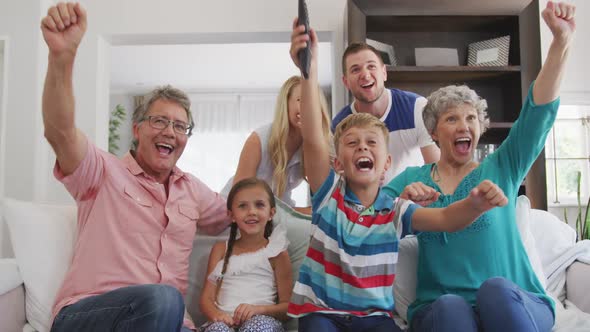 Happy family in a house