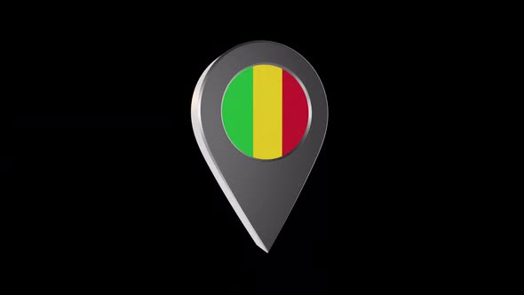 3d Animation Map Navigation Pointer With Mali  Flag With Alpha Channel - 2K