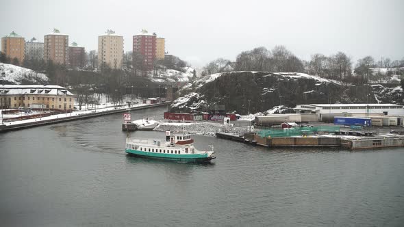 View From the Deck of the Ferry to the Sea Cargo Port