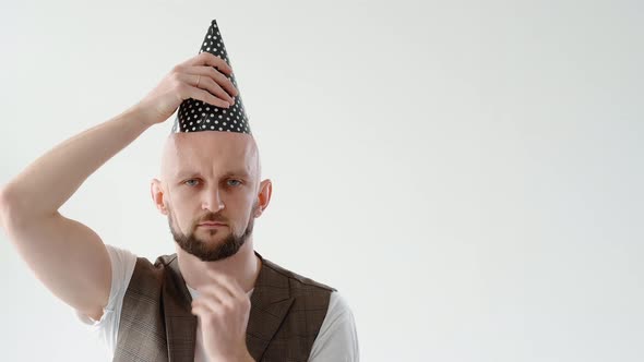 Birthday Alone Boring Party Sad Man Wearing Hat