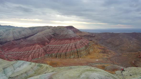 Aerial view of Aktau Mountains, Altyn Emel, Kazakhstan