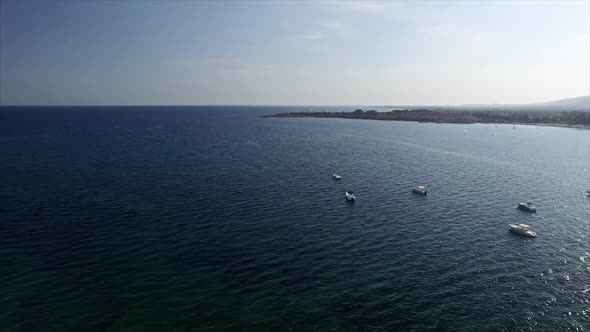 Sea Coast With Yachts And Boats Floating