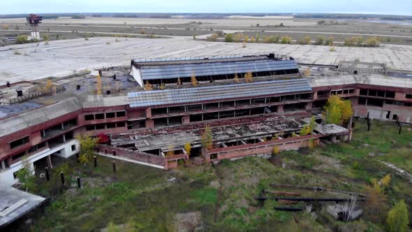 Aerial View on Old Abandoned Airport and Runaway