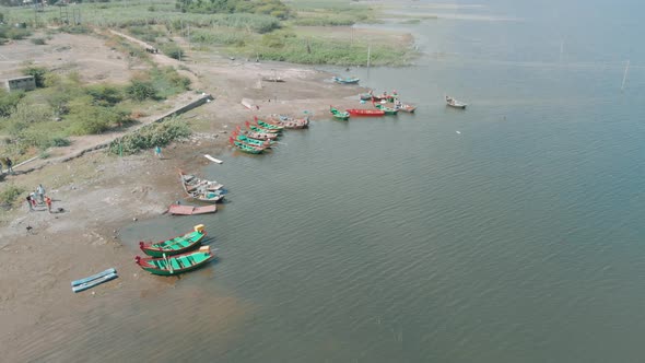 An aerial view of some local Indian fishing boats