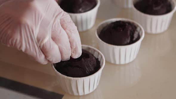 Pouring in the Cupcake Cherry Filling