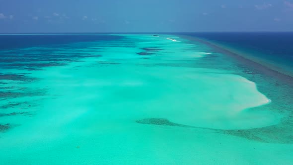 Aerial view nature of relaxing resort beach holiday by clear water with white sand background of a d