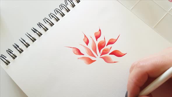 Painting flower with watercolors close up