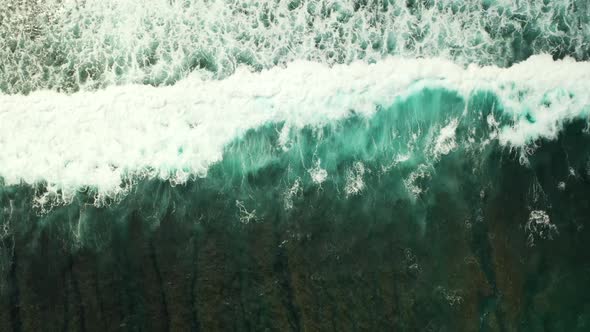 Aerial drone shot travel of idyllic lagoon beach trip by aqua blue sea and white sandy background of