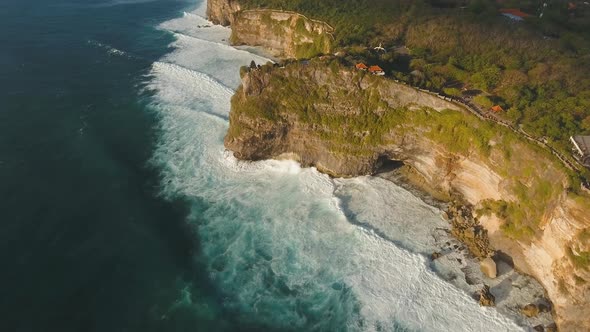 Rocky Coastline on the Island of Bali. Aerial View