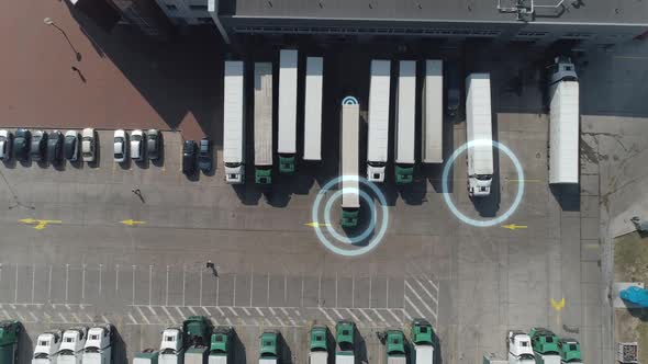 Buildings of Logistics Center Near the Highway the Truck Leaves Parking Artificial Intelligence