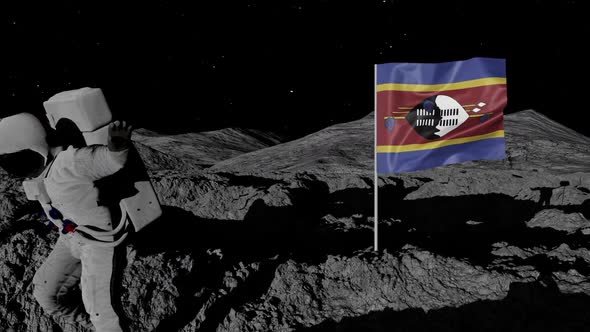 Astronaut Planting Eswatini Flag on the Moon