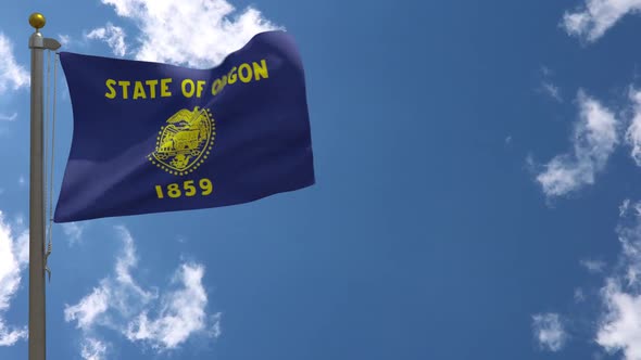 Oregon State Flag (Usa) On Flagpole