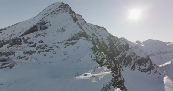 Drone Of Kitzsteinhorn Mountain Under Bright Sun