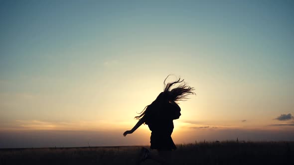 Silhouette of children happy time