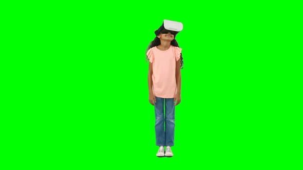 Girl using virtual reality headset 4k
