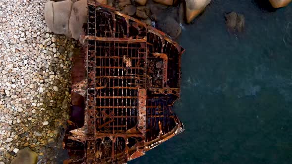 Aerial view of The Antipolis shipwreck, Cape Town, South Africa.