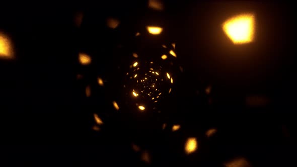 Glowing Warm Color Light Particles Tunnel 4K 01