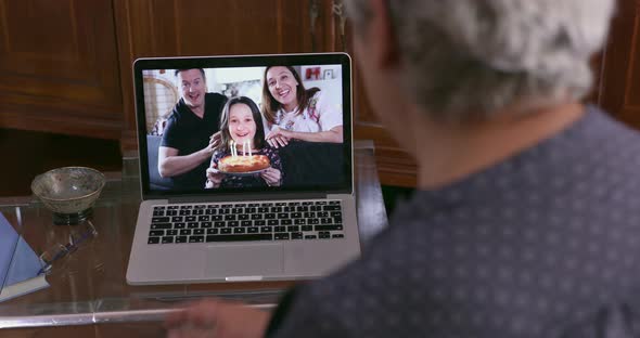 Man having video call with family