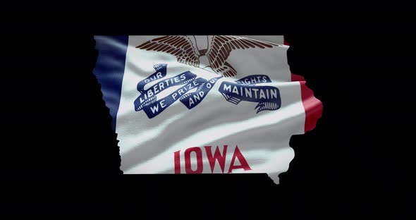 Iowa state flag waving animation background