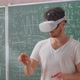 Portrait of Bearded Teacher Wearing Virtual Reality Headset in School Classroom - VideoHive Item for Sale