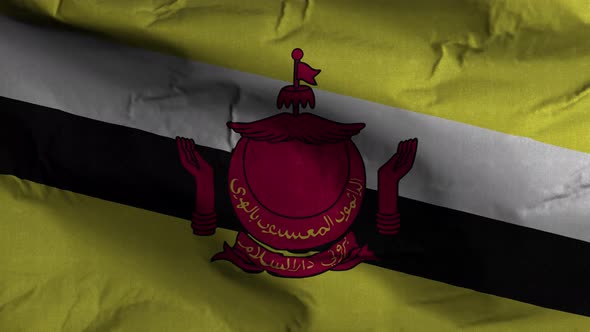Brunei Flag Textured Waving Background 4K