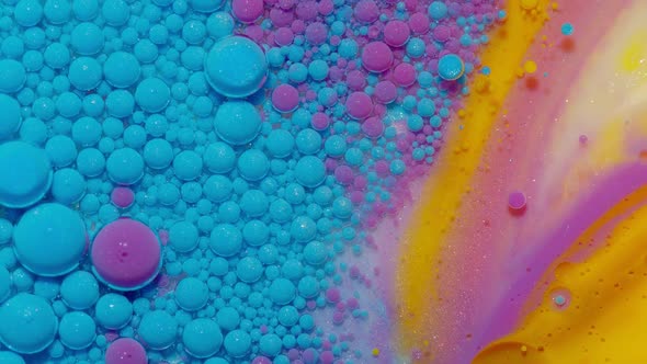 Bright Neon Colorful Bubbles Oil and Ink Acrylic Paint Moving Closeup Wallpaper Background