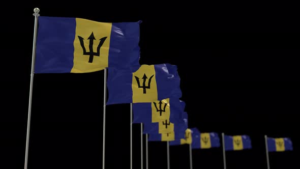 Barbados Row Of Flags Animation Include Alpha Channel alt