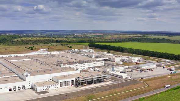 Aerial footage of a large industrial complex. Production Industry