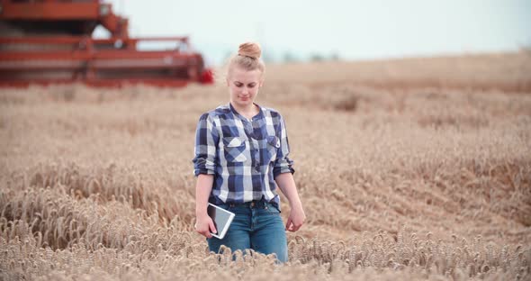 Portrait of Female Farmer with Digital Tablet at Farm