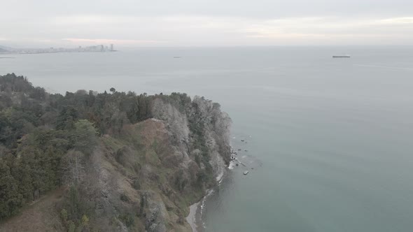 Aerial view of beautiful Black sea coast located at area of Mtsvane Kontskhi, Georgia