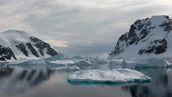 Icebergs in the Arctic. The result of global warming and climate change on our planet.