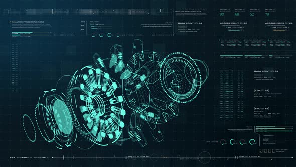 Futuristic Holographic Electromagnetic Engine HUD