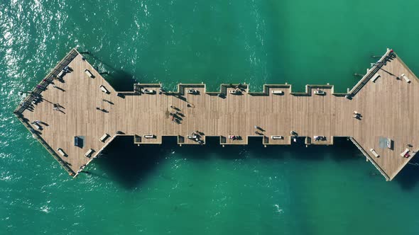 Cinematic Top Down View on Scenic Pier at Pismo Beach California USA  Aerial