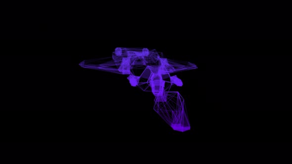 Colorful abstract animation of 3d spaceship