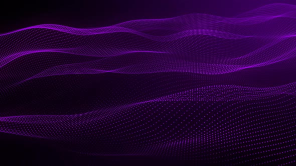 Purple Color Particle Grid Line Wave Motion Animated Background