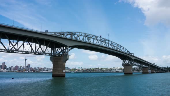 Time Lapse Auckland Harbour Bridge Reflecting on Westhaven Marina in Auckland