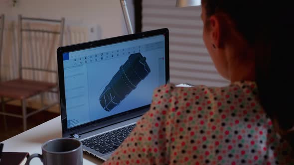 Engineer Working on a 3D Model of Industrial Turbine