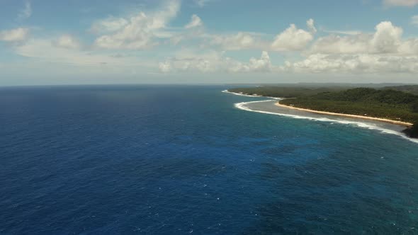 The Coast of Siargao Island Blue Ocean and Waves