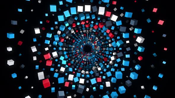 Tunnel of 3D colored squares / Videohive