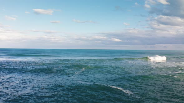 Pan n the Stormy Ocean with Cloudy Day at the Evening