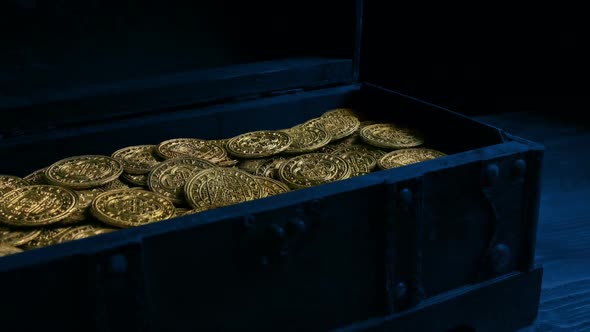 Gold Coins Reveal In Chest At Night