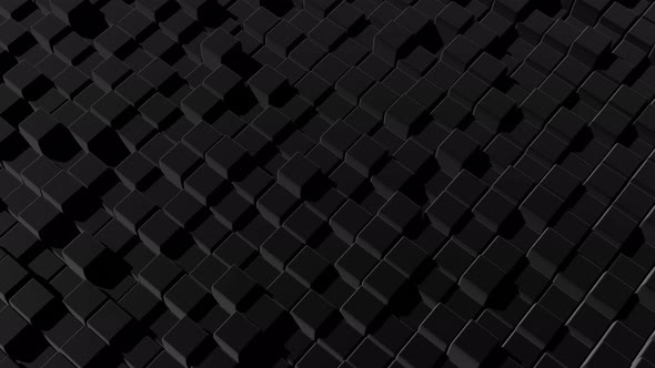 Abstract Looped Dark Background Waves of Cubes on Plane