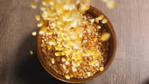 Pop Corn Pouring Into a Bowl
