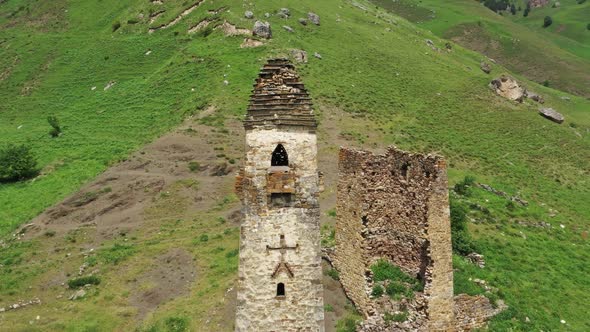 Medieval Tower Complex in Mountains