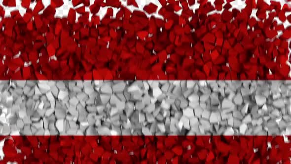 Austria Flag Breaking Rocks Transition