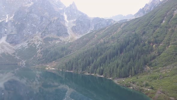 Mountain Lake Morskie Oko in Tatra Mountains, Poland