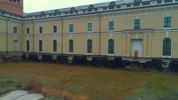 Aerial Drone Footage of Mystetskyi Arsenal National Art and Culture Museum Complex Courtyard